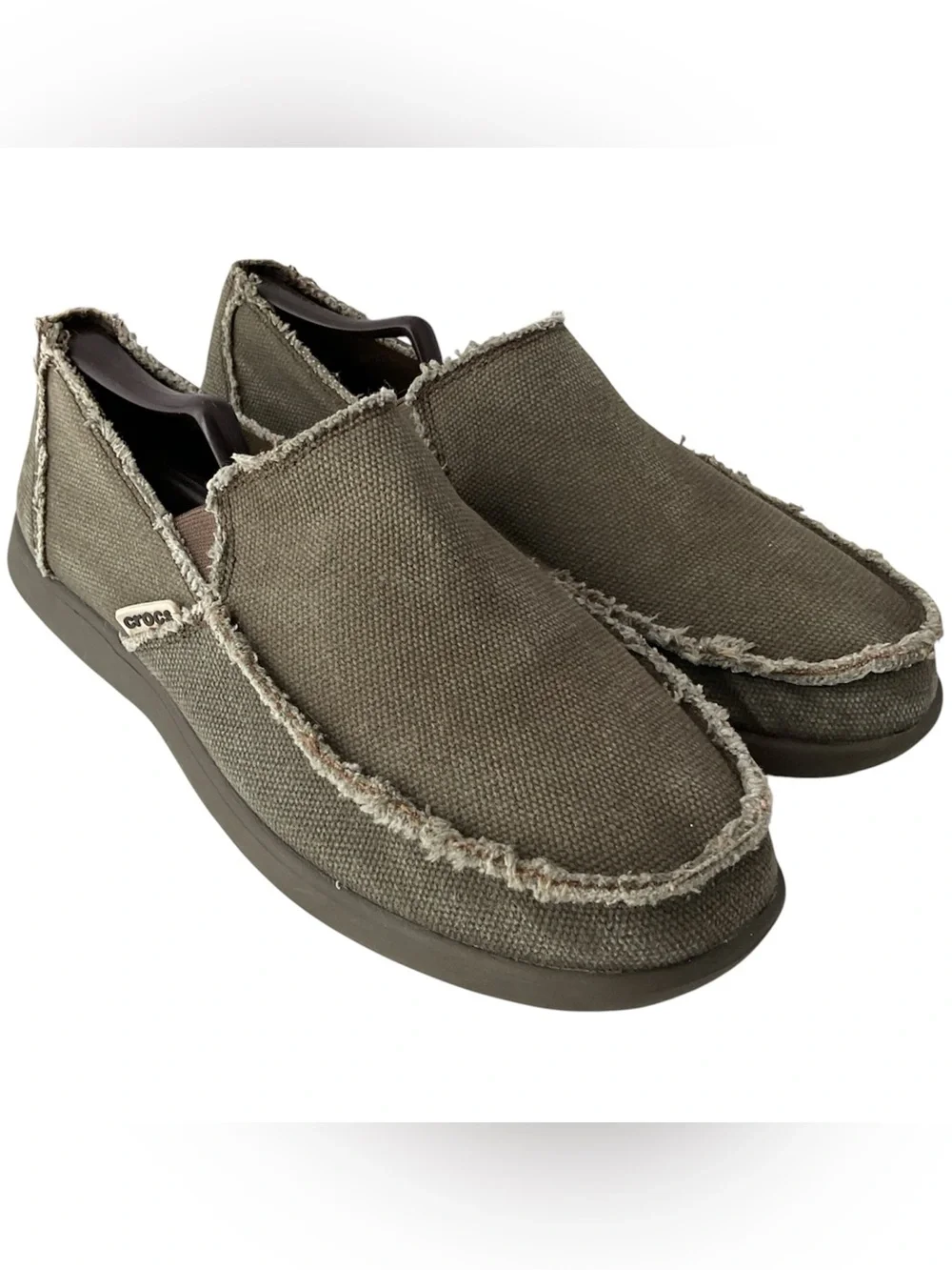 Crocs Original Santa Cruz Shoes Brown Khaki Canvas Slip On Loafers Men’s Size 10